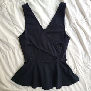Express Criss Cross Back Peplum Tank Top